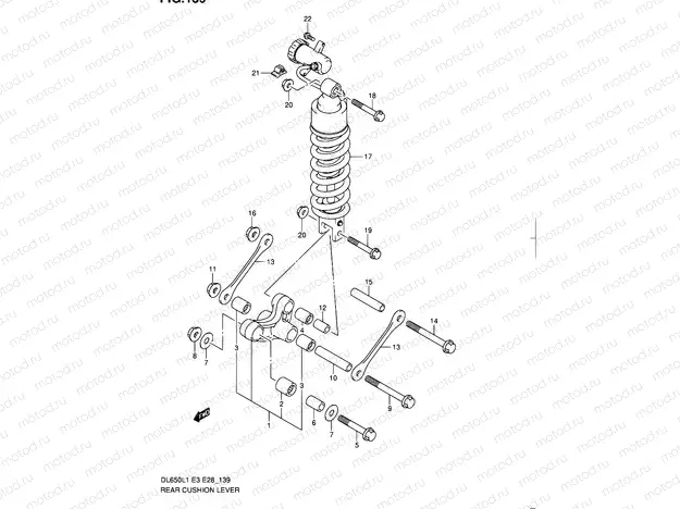 139 - REAR CUSHION LEVER (DL650AL1 E03)