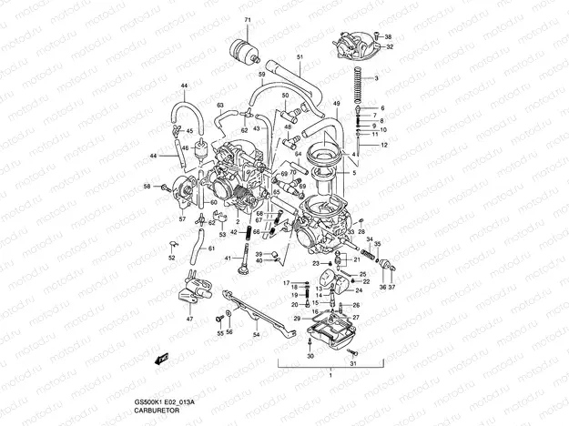 13A - CARBURETOR (GS500HK1/K2/UK1/UK2)