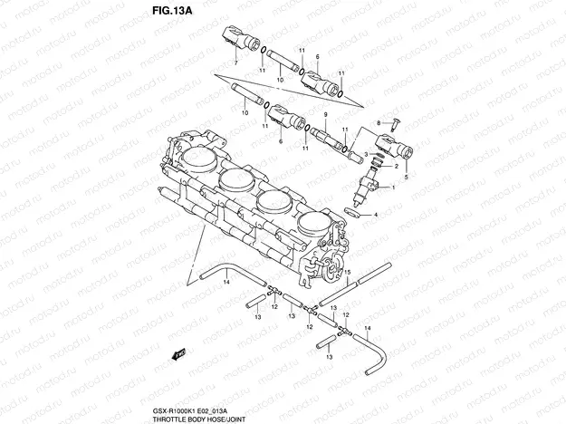 13A - THROTTLE BODY HOSE/JOINT (GSX-R1000K2)