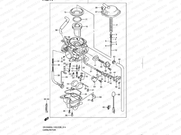 14 - CARBURETOR (DR-Z400SL1 E33)