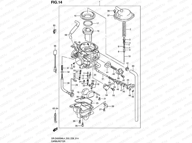 14 - CARBURETOR (DR-Z400SML4 E33)