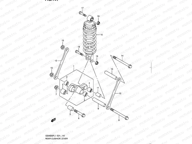 141 - REAR CUSHION LEVER (GSX650FL1 E24)