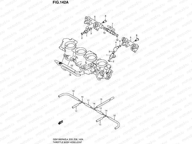 142A - THROTTLE BODY HOSE/JOINT (GSX1300RAZL4 E03)