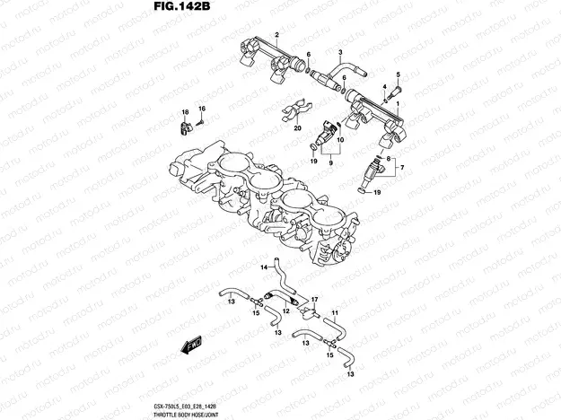 142B - THROTTLE BODY HOSE/JOINT (GSX-R750L5 E28)