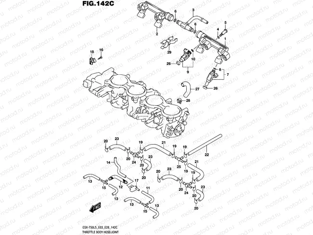 142C - THROTTLE BODY HOSE/JOINT (GSX-R750L5 E33)