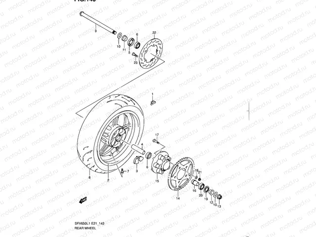 143 - REAR WHEEL (SFV650UL1 E24)