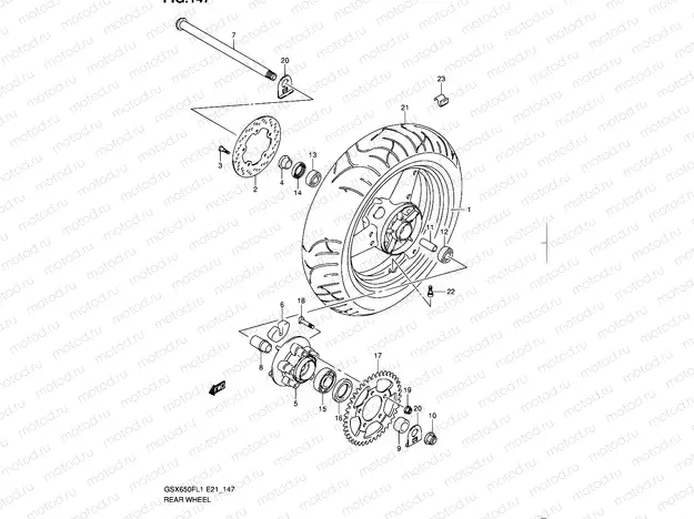 147 - REAR WHEEL (GSX650FL1 E24)