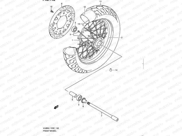 148 - FRONT WHEEL (VL800L1 E02)