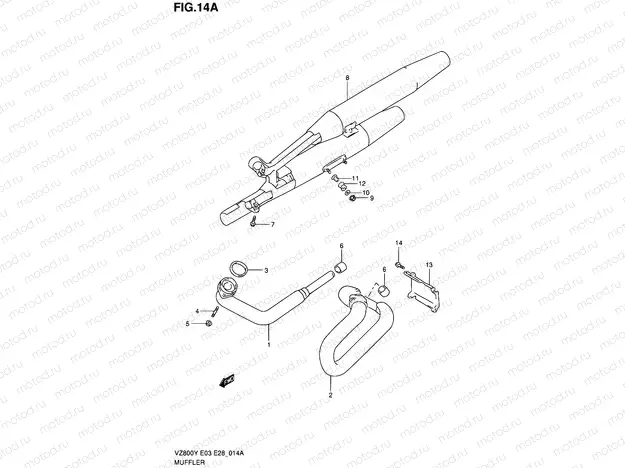 14A - MUFFLER (MODEL X/Y/K1/K2/K3)