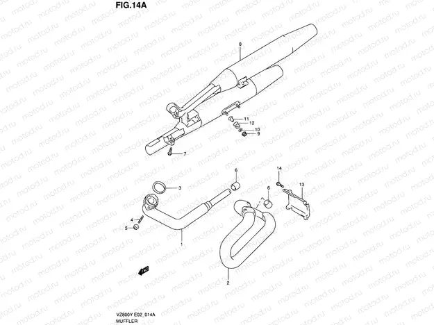 14A - MUFFLER (MODEL X/Y/K1/K2/K3)