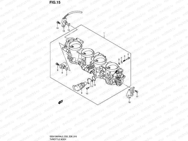 15 - THROTTLE BODY (GSX1300RAL3 E33)