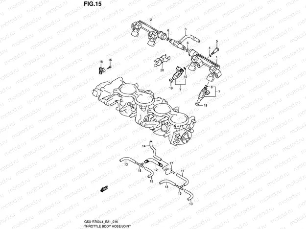 15 - THROTTLE BODY HOSE/JOINT (GSX-R750UFL4 E21)