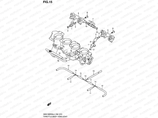 15 - THROTTLE BODY HOSE/JOINT (GSX1300RAL4 E19)