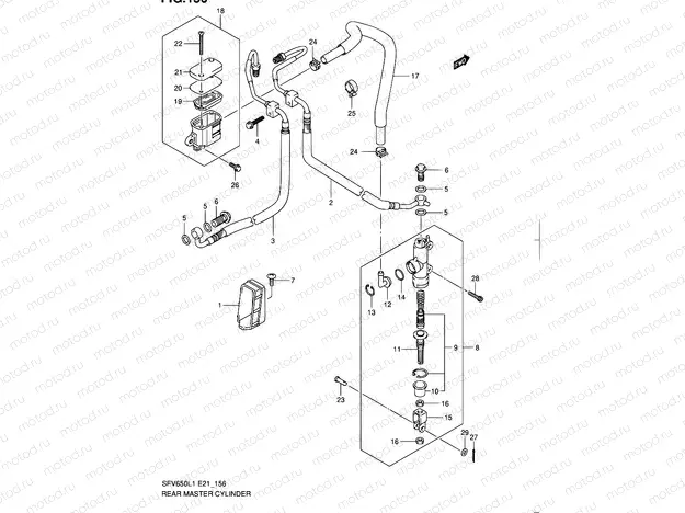 156 - REAR MASTER CYLINDER (SFV650UAL1 E21)