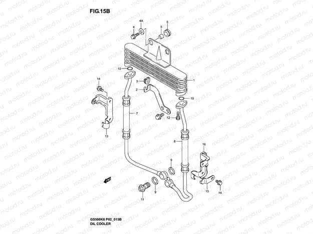 15B - OIL COOLER (GS500FK4/K5/K6/FUK4/K5/K6)