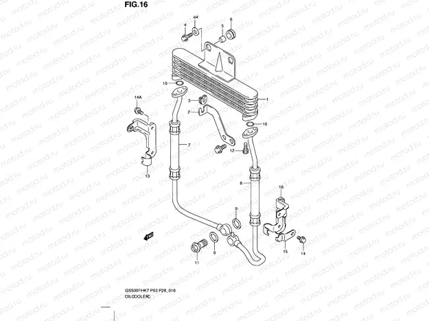 16 - OIL COOLER (GS500FH)