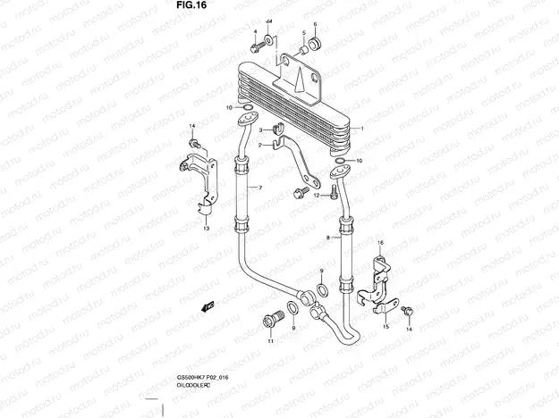 16 - OIL COOLER (GS500FH/FM)