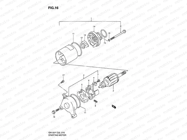 16 - STARTING MOTOR (MODEL V/W/X/Y)
