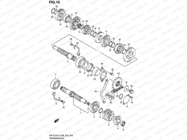 16 - TRANSMISSION (DR-Z125LL4 E28)