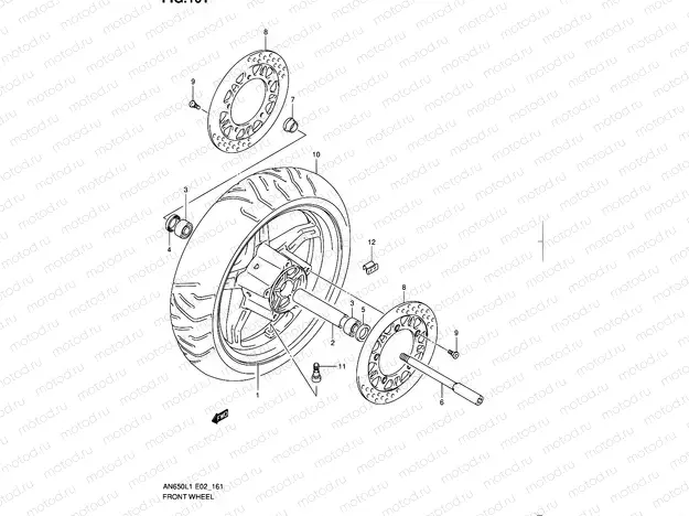 161 - FRONT WHEEL (AN650L1 E19)