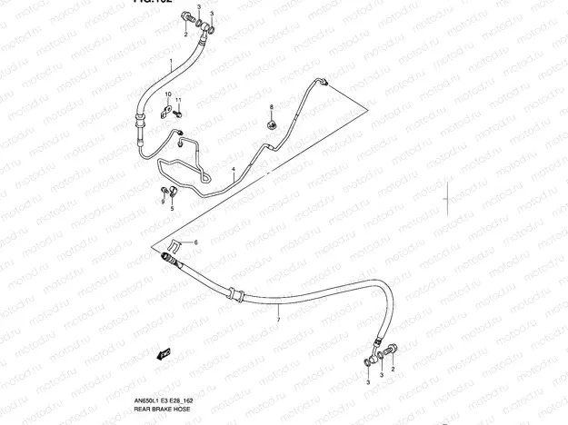 162 - REAR BRAKE HOSE (AN650AL1 E28)