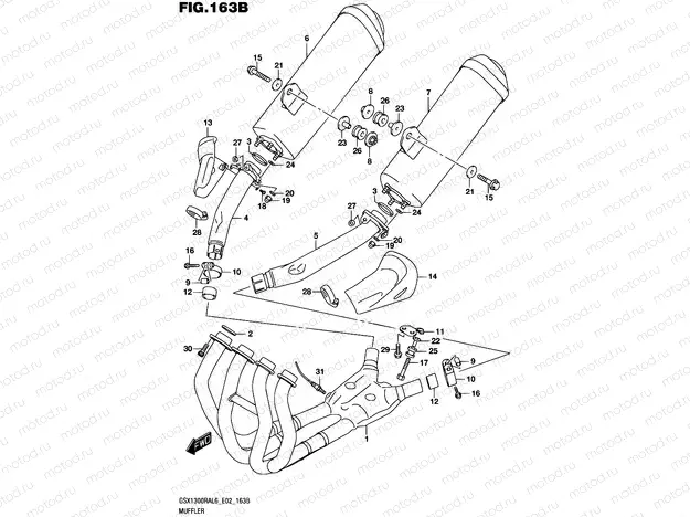 163B - MUFFLER (GSX1300RAL6 E19)
