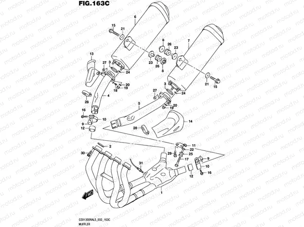 163C - MUFFLER (GSX1300RAUFL5 E19)