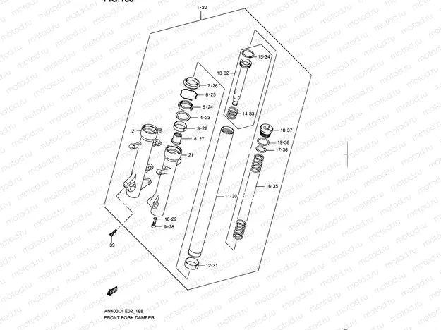 168 - FRONT FORK DAMPER (AN400ZAL1 E19)