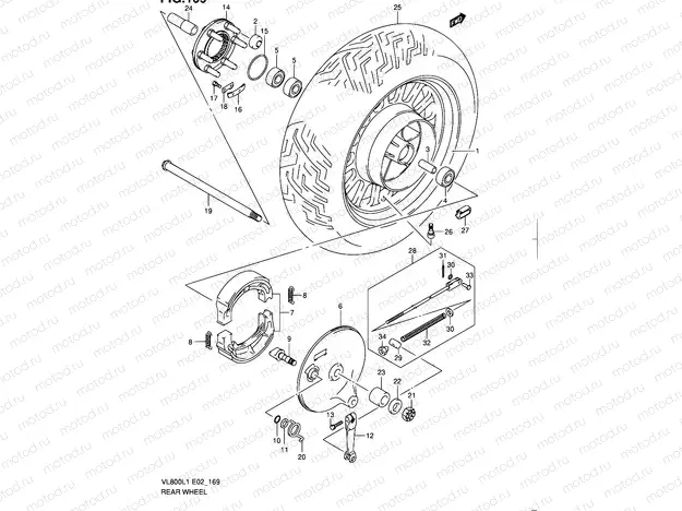169 - REAR WHEEL (VL800CUEL1 E19)