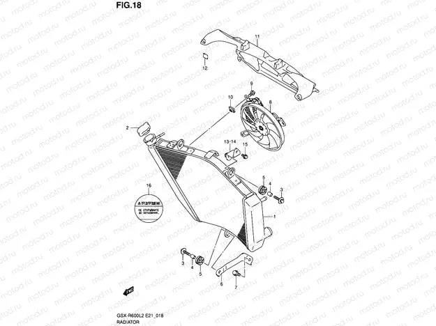 18 - RADIATOR (GSX-R600L2 E21)