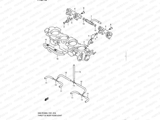 18 - THROTTLE BODY HOSE/JOINT (GSX-R1000L1 E21)