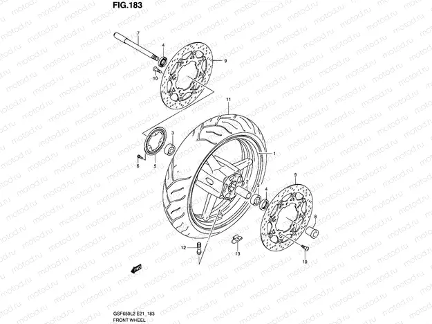 183 - FRONT WHEEL (GSF650SAL2 E21)