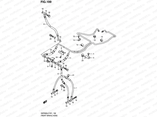 199 - FRONT BRAKE HOSE (GSF650AL2 E21)