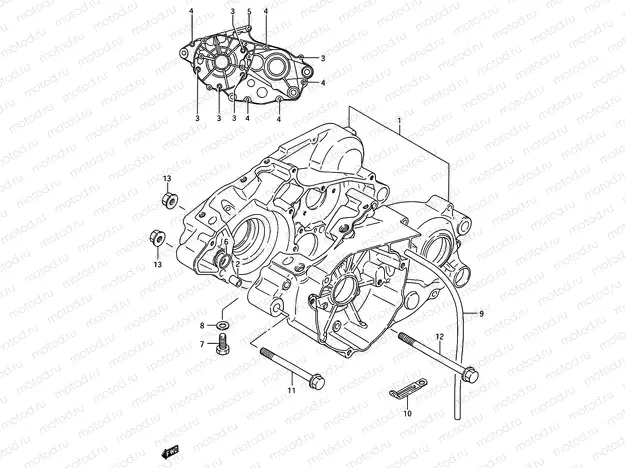 2 - CRANKCASE (MODEL G/H/J)