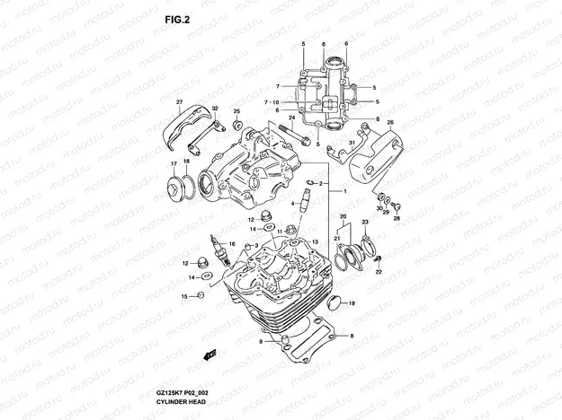 2 - CYLINDER HEAD (MODEL K3)