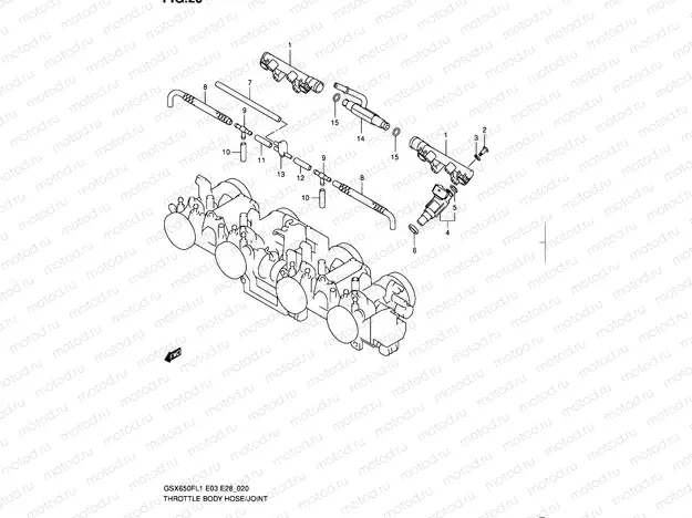 20 - THROTTLE BODY HOSE/JOINT (GSX650FAL1 E28)