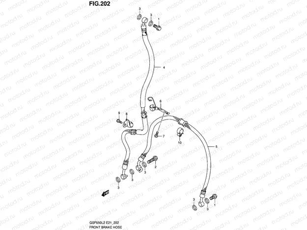 202 - FRONT BRAKE HOSE (GSF650SUL2 E21)