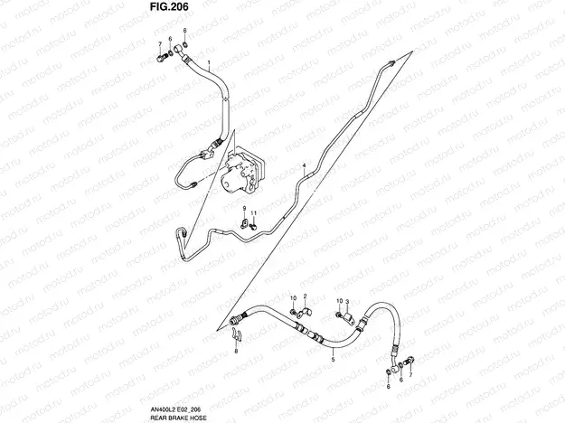 206 - REAR BRAKE HOSE (AN400AL2 E24)