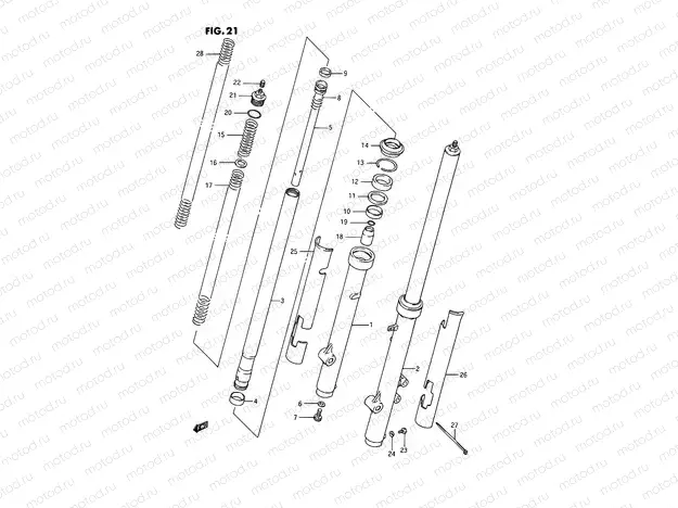 21 - FRONT FORK (MODEL G/H)