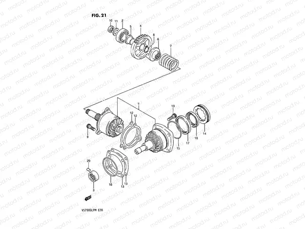 21 - SECONDARY DRIVE GEAR (MODEL H/J/K/L/M)