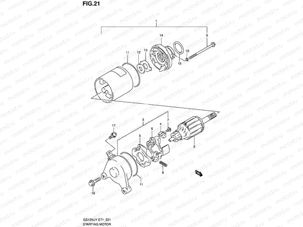 21 - STARTING MOTOR (GS125ESX/SX/SUX/ESY/SUY)