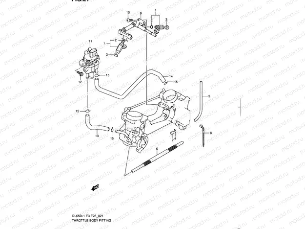 21 - THROTTLE BODY FITTING (DL650AL1 E28)