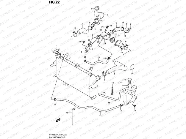 22 - RADIATOR HOSE (SFV650UAL4 E21)
