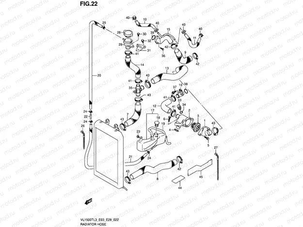 22 - RADIATOR HOSE (VL1500TL3 E03)