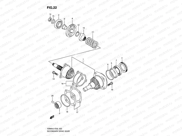 22 - SECONDARY DRIVE GEAR