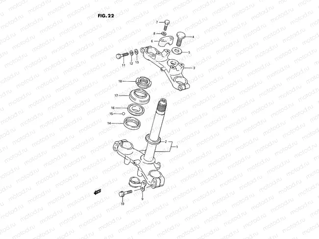 22 - STEERING STEM (MODEL G/H)