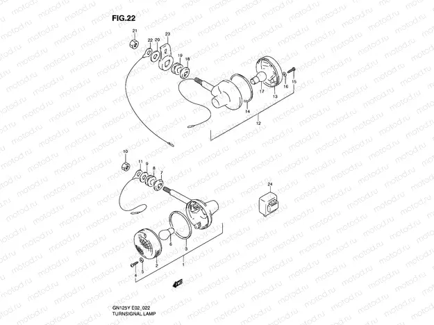 22 - TURN SIGNAL LAMP (MODEL V/W/X E01,E02,E04,E18,E21,E22,E71,P09)