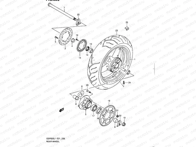226 - REAR WHEEL (GSF650UAL1 E21)