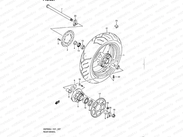 227 - REAR WHEEL (GSF650SL1 E21)