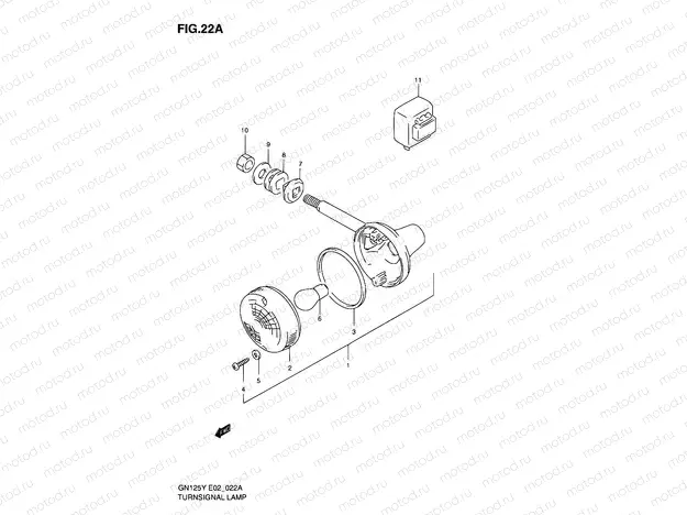 22A - FRONT TURN SIGNAL LAMP (MODEL Y/K1 E02,E04,E18,E21,E22,E71)
